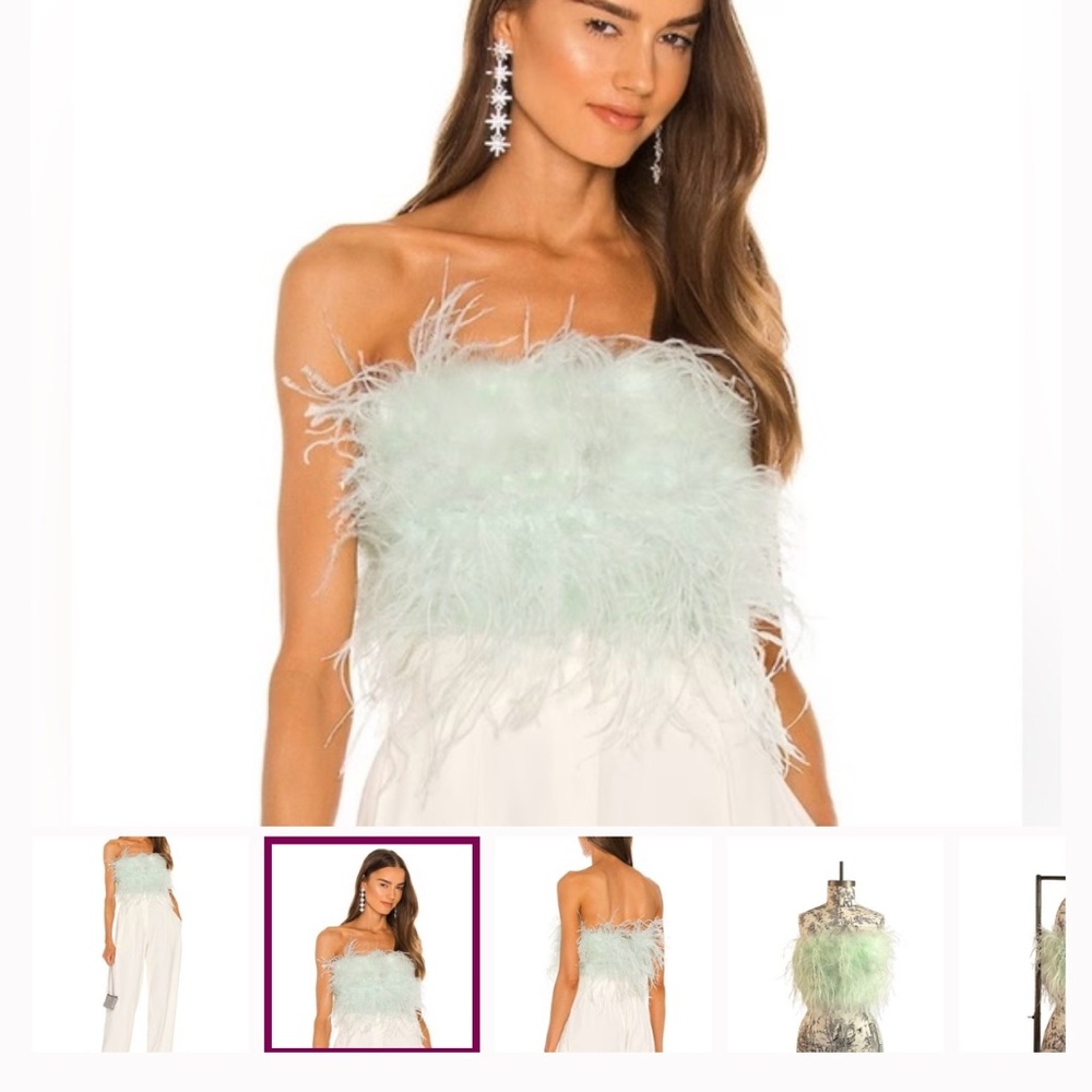Lamarque Feathered Crop Top in Mint